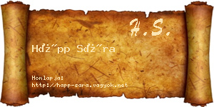 Hápp Sára névjegykártya